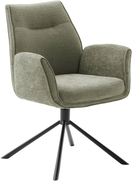 2er Set Sesselstuhl Diveria, 360° drehbar - Olive / Schwarz