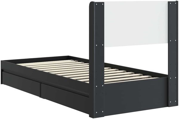 vidaXL Bettgestell mit Stauraum und Kopfteil Schwarz 75 x 190 cm 3414426 Bild 8