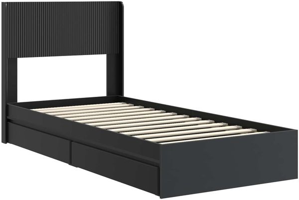vidaXL Bettgestell mit Stauraum und Kopfteil Schwarz 75 x 190 cm 3414426 Bild 4