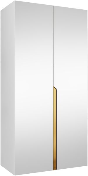 Kleiderschrank Veluna III 100 (Farbe: Weiß / Weiß + Gold)
