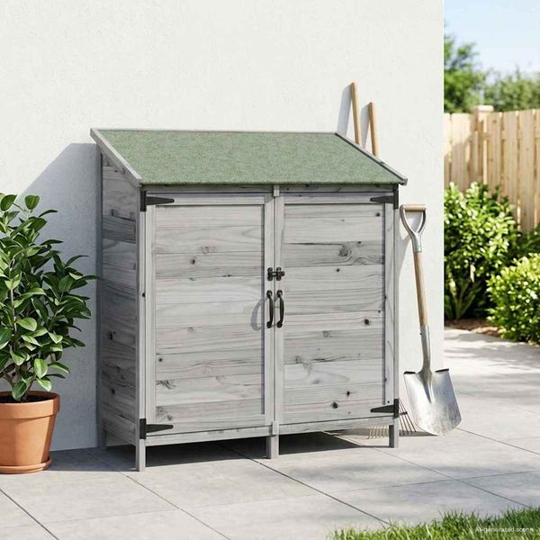 vidaXL Garten Shed Grau 106,5 x 56 x 113,5 cm Holzwerkstoff 42033442