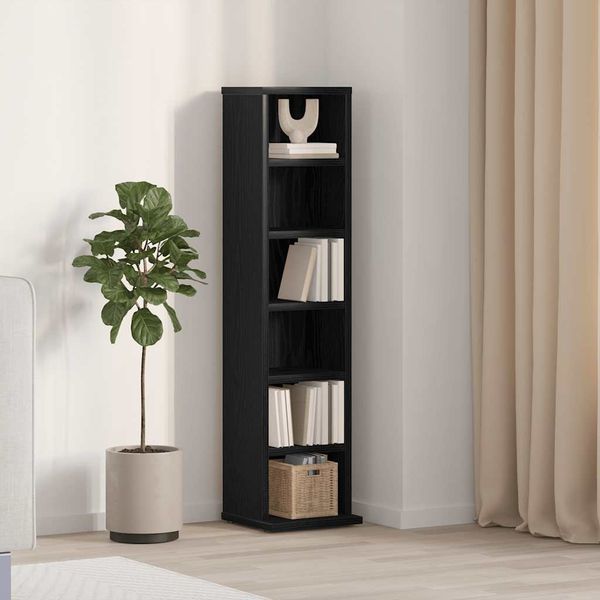 vidaXL CD-Schrank Schwarz Eichen-Optik 21x20x88 cm Holzwerkstoff 862421