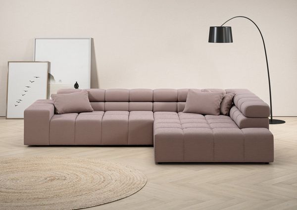 Home affaire Ecksofa Ancona, Ecksofa, incl. Kopfteilverstellung, Breite 319 cm, L-Form, wahlweise motorische Sitztiefenverstellung, auch in Cord + Easy Care