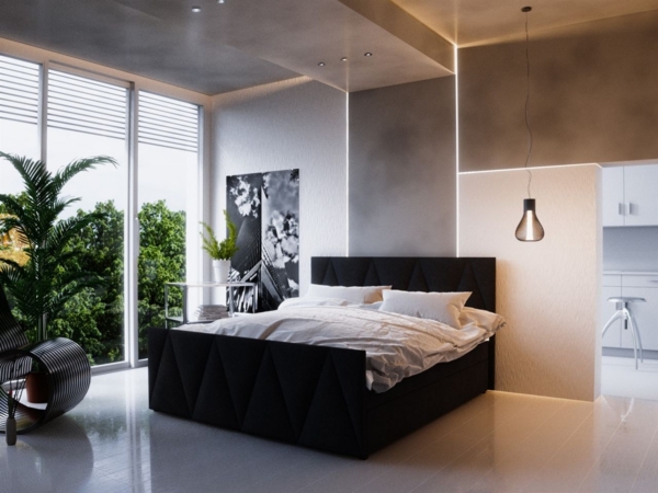 Boxspringbett Bett HUGO -Variante C- 200x200 cm Schwarz inkl. Bettkasten