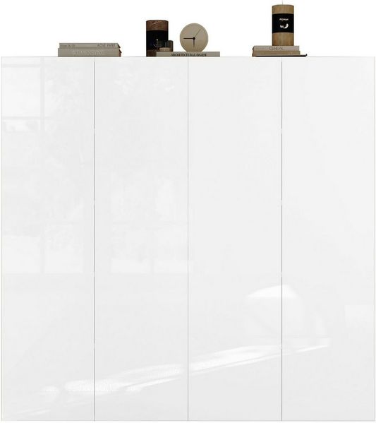 OTTO home Schuhschrank SMILE Breite 124 cm, Höhe 114 cm, Schuhregal mit 5 Ebenen, 10 Fächer, Schuhkommode in Weiss Hochglanz Lack