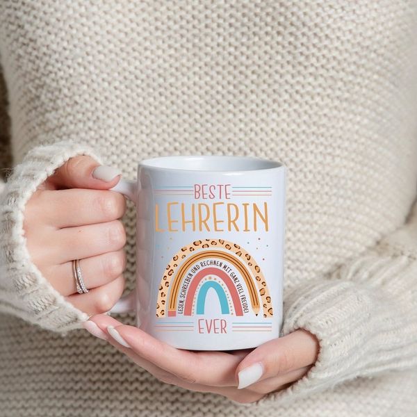 Youth Designz Tasse Beste Lehrerin Ever Kaffeetasse Geschenk mit Süßem Spruch, Keramik, mit Liebem Spruch