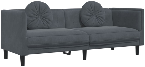 vidaXL Sofa mit Kissen 3-Sitzer Dunkelgrau Samt 372643