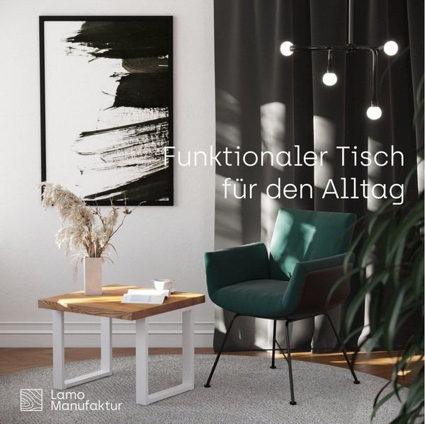 LAMO Manufaktur Esstisch Modern Küchentisch Tischplatte Massivholz inkl. Metallgestell (1 Tisch), gerade Kante