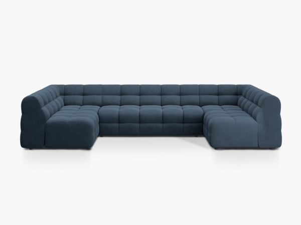 Micadoni Panorama-Sofa Kendal 7-Sitzer Strukturierter Stoff Marineblau