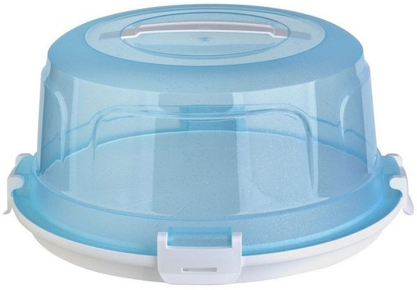 Engelland Kuchentransportbox mit Griff, Deckel und 4-fach Klick-Verschluss, rund, Kunststoff, (36,50 cm x H 17,50 cm, BPA-frei), spülmaschinengeeignet, lebensmittelecht, Stückeinteilungshilfe
