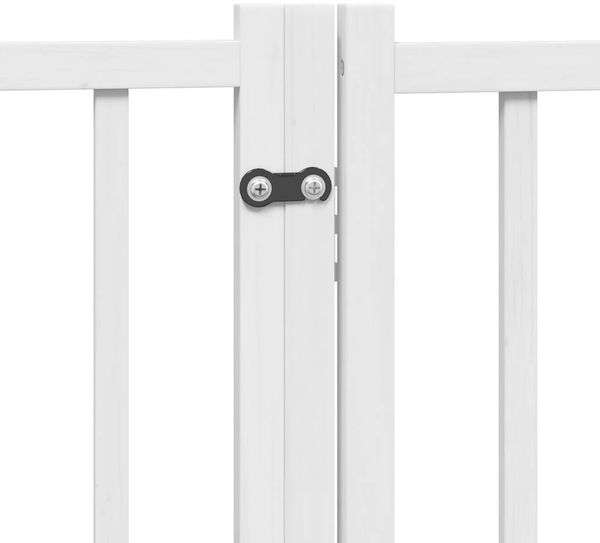 vidaXL 6-tlg. Hundetor mit Tür Faltbar Weiß 300 cm Massivholz Tanne 352279 Bild 9