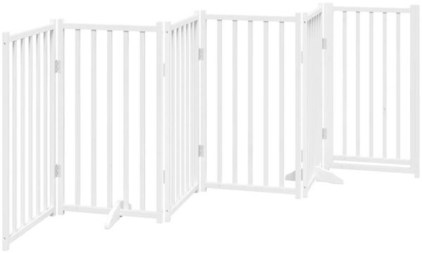 vidaXL 6-tlg. Hundetor mit Tür Faltbar Weiß 300 cm Massivholz Tanne 352279 Bild 6