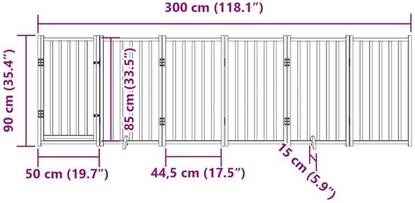 vidaXL 6-tlg. Hundetor mit Tür Faltbar Weiß 300 cm Massivholz Tanne 352279 Bild 11