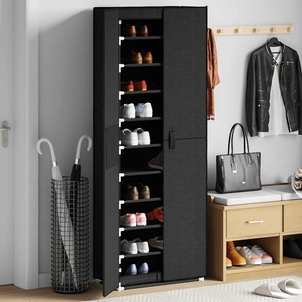 vidaXL Schuhschrank Schwarz 60x30x166 cm Stoff 282463