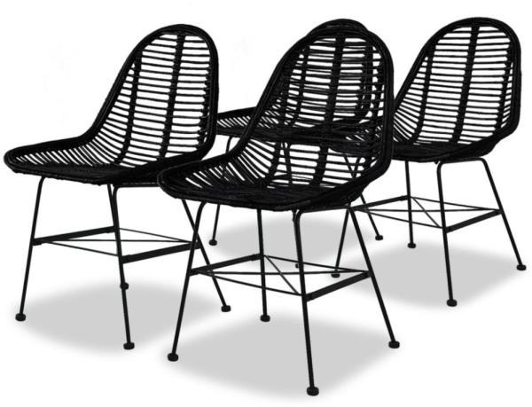 vidaXL Esszimmerstühle 4 Stk. Natur Rattan Schwarz 244572