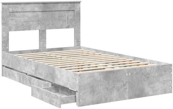 vidaXL Bettrahmen mit Kopfteil Beton Grau 135 x 190 cm Ingenieurs Holz 3409855 Bild 5
