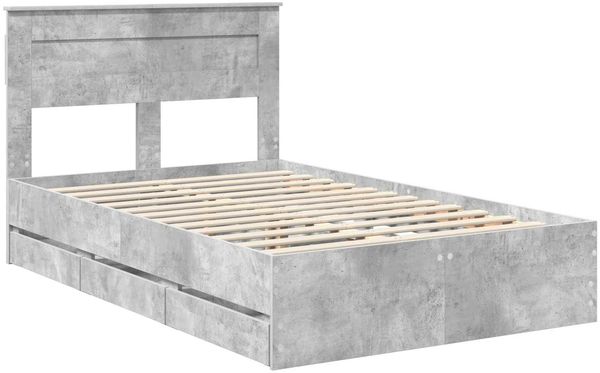 vidaXL Bettrahmen mit Kopfteil Beton Grau 135 x 190 cm Ingenieurs Holz 3409855 Bild 4