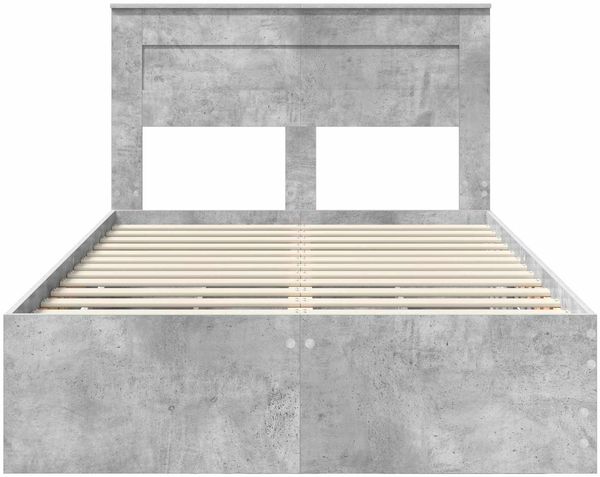 vidaXL Bettrahmen mit Kopfteil Beton Grau 135 x 190 cm Ingenieurs Holz 3409855 Bild 8