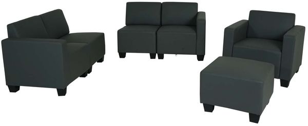 Modular Sofa-System Couch-Garnitur Lyon 3-1-1-1, Kunstleder ~ dunkelgrau Bild 3