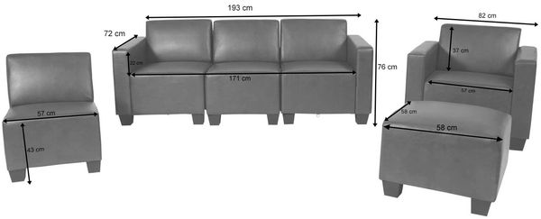 Modular Sofa-System Couch-Garnitur Lyon 3-1-1-1, Kunstleder ~ dunkelgrau Bild 2