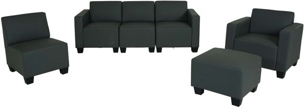 Modular Sofa-System Couch-Garnitur Lyon 3-1-1-1, Kunstleder ~ dunkelgrau Bild 7
