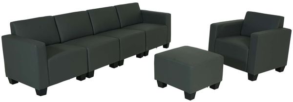 Modular Sofa-System Couch-Garnitur Lyon 3-1-1-1, Kunstleder ~ dunkelgrau Bild 4
