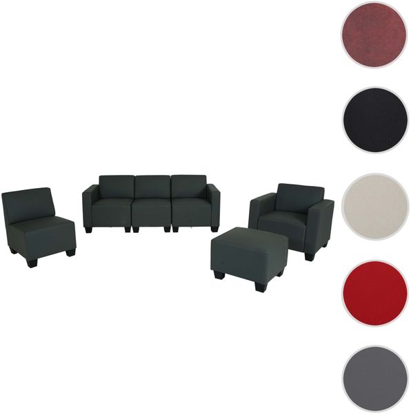 Modular Sofa-System Couch-Garnitur Lyon 3-1-1-1, Kunstleder ~ dunkelgrau Bild 8
