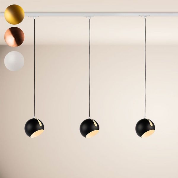 s.luce Ball Esszimmerlampe 1-Phasen-Schiene Endeinspeiser Ø 20cm Gold