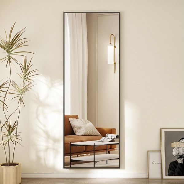 Hopibath Ganzkörperspiegel für Wohnzimmer Spiegel groß für Flur Kinderzimmer Hotel Garderobe (Standspiegel Eckig, mit Alurahmen, 5mm Glas), 150x50, 160x40, 140x40cm