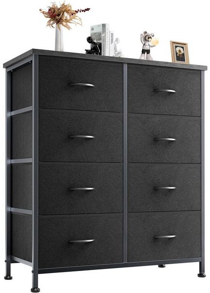 DUMOS Schubkastenkommode Kommode mit Schubladen, Ablageschrank aus Stoff Schubladenschrank (für Schlafzimmer, Wohnzimmer, Kinderzimmer, Flur, Aufbewahrungsschrank), mit Metallgestell Schubladen aus Stoff