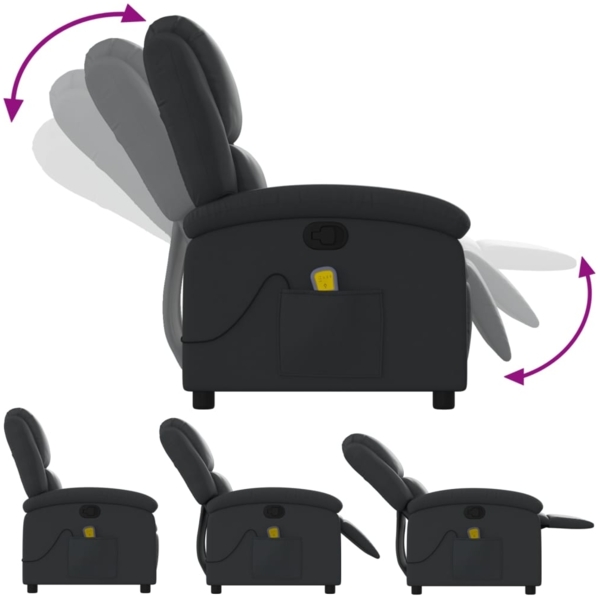 vidaXL Massagesessel Relaxsessel Echtleder Schwarz 3205924 Bild 4
