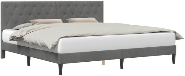 vidaXL Bettrahmen mit Kopfteil Dunkelgrau 180 x 200 cm Samt 42027680 Bild 2