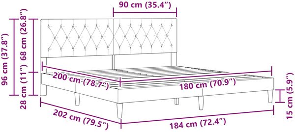vidaXL Bettrahmen mit Kopfteil Dunkelgrau 180 x 200 cm Samt 42027680 Bild 9