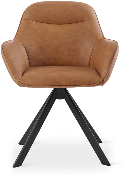 GOEURVANT 1370 Esszimmerstühle 4er-Set, 360° Drehbar, Kunstleder - Braun Bild 2
