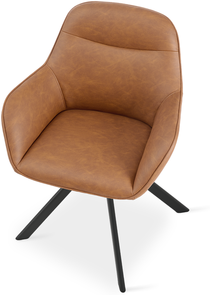 GOEURVANT 1370 Esszimmerstühle 4er-Set, 360° Drehbar, Kunstleder - Braun Bild 6