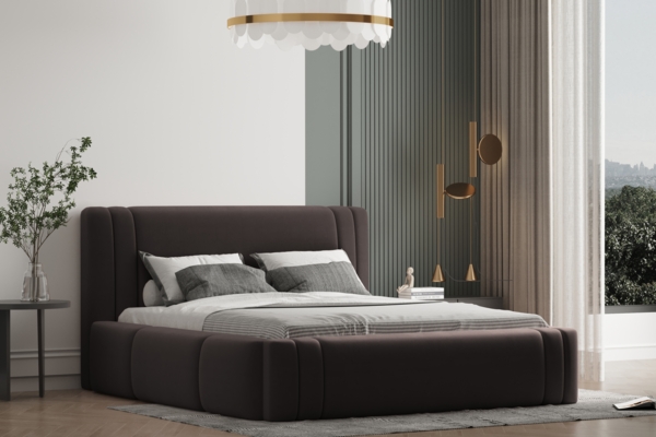 Polsterbett ROLF-OM 160x200 mit Bettkasten und Lattenrost. Farbe: VELUTTO 6