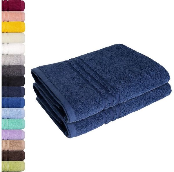 2er Set Saunatuch 80x200 cm, Frottierserie Elena, Navy Bild 5