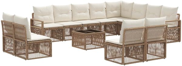 vidaXL Gartensofa-set 13 pcs Beige Poly-Rattan 3435873