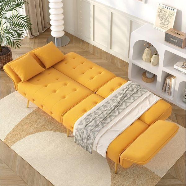 Sweiko Sofa Zweisitzer Sofabett mit Bettfunktion, mit Bettfunktion,verstellbarer Rückenlehne und mehrstelligen Armlehnen