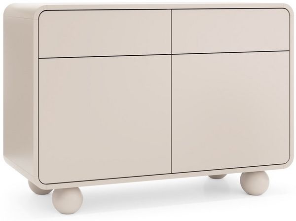 Lomadox Kommode ALBINIA-160, 108 cm breit Kaschmir mit Kugelfüßen, 2 Schubladen, 2 Türen
