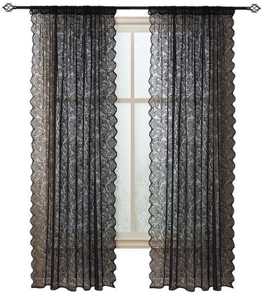 Agger Vorhang 2er Set Gardinen transparent Blumen Stickerei, Modern