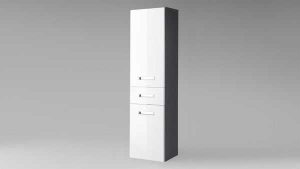 Hochschrank 'Melissa', grau weiß Hochglanz