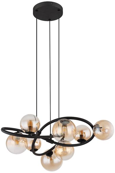 LED Hängeleuchte, schwarz Glas amber H 120 cm