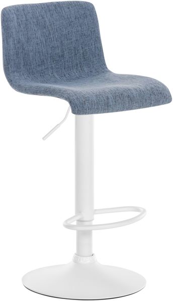 Barhocker PESAN - Stoff Blau 39x36x84 cm Weiß | Barstuhl Höhenverstellbar Mit Lehne Drehbar Tresenhocker Tresenstuhl Kneipenhocker Kneipenstuhl
