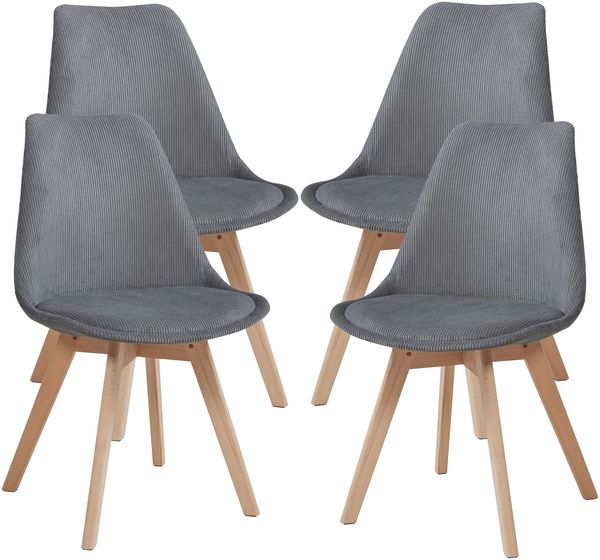 Esszimmerstuhl Fläten 4er Set Cord Grau [en. casa]