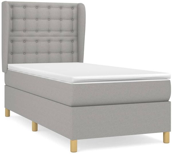 Boxspringbett mit Matratze Stoff Hellgrau 90x190 cm, Härtegrad: H2 [3128805] Bild 2