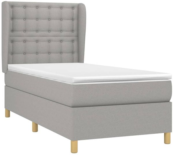 Boxspringbett mit Matratze Stoff Hellgrau 90x190 cm, Härtegrad: H2 [3128805] Bild 3