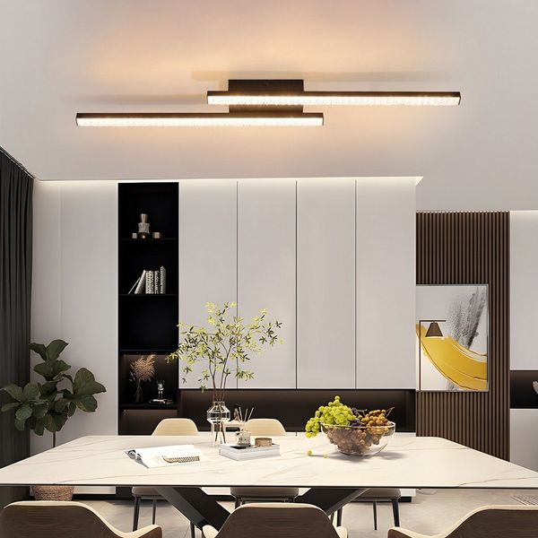 Nettlife LED Deckenleuchte Modern schwarz 2-flammig Kristall-Optik Deckenlampe 12W, LED fest integriert, Warmweiß, für Flur Küche Schlafzimmer Diele Warmweiß (3000K)