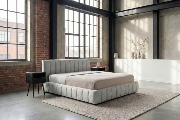 KAWOLA Bett ALIOTTA Polsterbett Stoff grau 160x200cm mit Lattenrost
