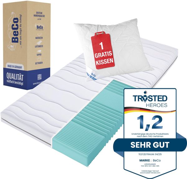 BeCo Mona Basic mit Gratis Kissen Größe 100 x 200 cm Härtegrad H2 (0 kg - 100 kg)